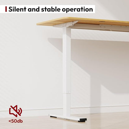 SANODESK Electric Standing Desk 48x24 Inch Height Adjustable Stand Up Desk Home Office Computer Workstation Sit Stand Home Office Desk with Splice Board (White Frame + Maple Top)
