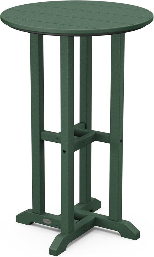 POLYWOOD RRT124GR Traditional 24-Inch Round Counter Height Table, Green