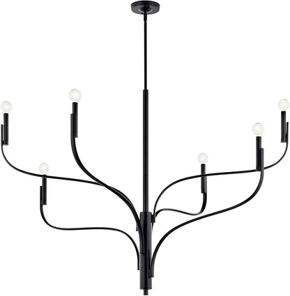 KICHLER Livadia 6-Light Chandelier, Soft Modern-Light in Black, for Foyer, Great Room, or Vaulted Dining or Bedroom (33.25" x 47.25"), 52674BK