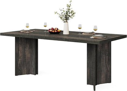 Tribesigns 63-inch Executive Desk, Vintage Office Computer Desk with Large Tabletop, Farmhouse Wood Writing Conference Table Workstation for Home Office, Study, Dark Gray