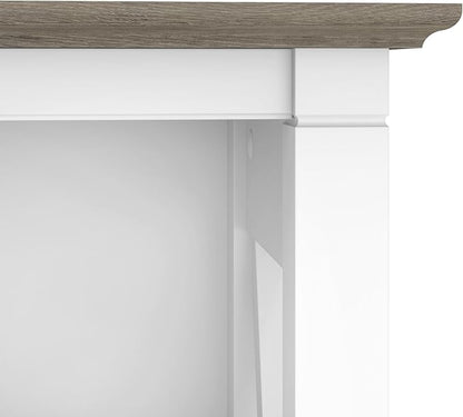 Bush Furniture Tall 5 Shelf Bookcase for Living Room or Home Office, Large Bookshelf, Modern Farmhouse Style, Key West Collection, Pure White and Shiplap Gray