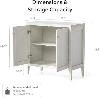 Sideboard Buffet Cabinets with Adjusable Shelves, Farmhouse Storage Cabinet, Credenza, Accent Cabinet, Kitchen Coffee Bar Console Table for Living Dining Room, Antique White