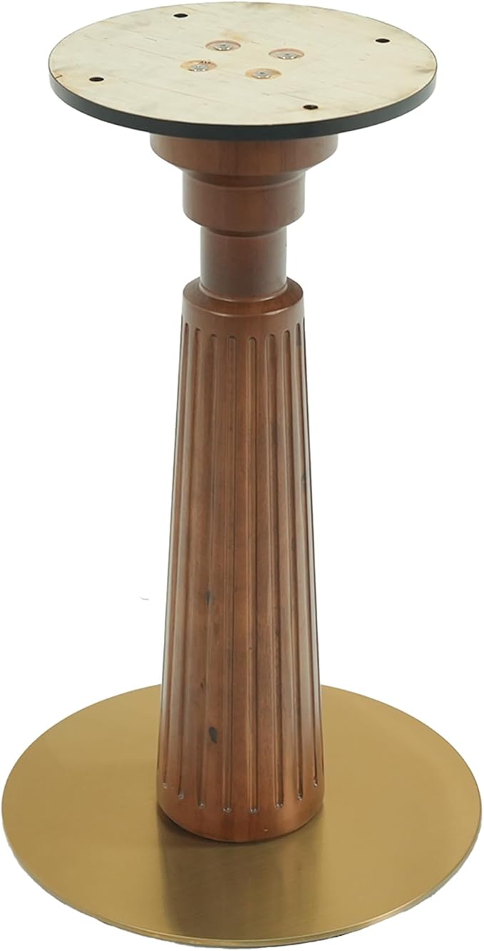 Sintered Stone Office Table - 33.5" Round Table for Small Offices (Light Brown Leg and Black Top, 1 Table Only)