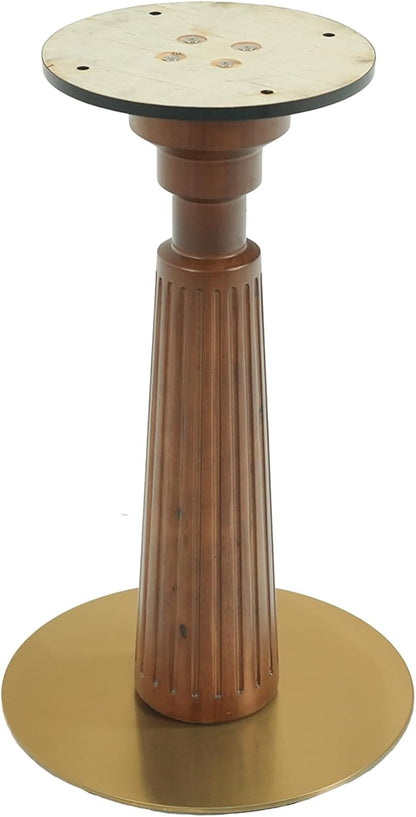 Sintered Stone Office Table - 33.5" Round Table for Small Offices (Light Brown Leg and Black Top, 1 Table Only)