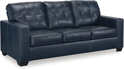 Signature Design by Ashley Santorine Classic Leather Match Tufted Sofa, Blue
