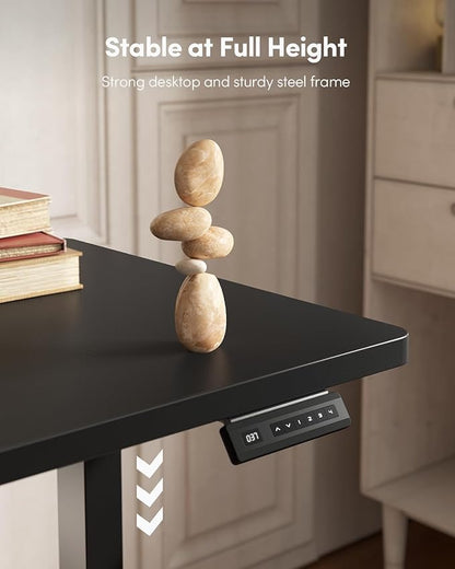 FEZIBO One-Piece Standing Desk Adjustable Height Stand up Home Office Desk, 40x24 Inch Electric Standing Computer Desk, with 4 Memory Presets, Headphone Hook, Black