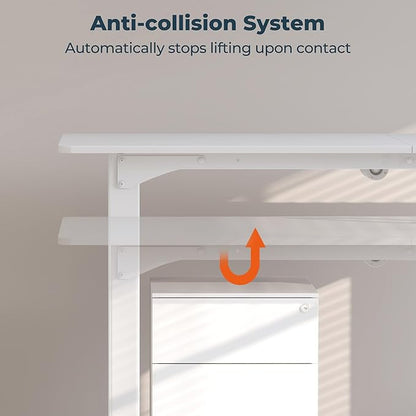 4 Legs Standing Desk, Large 79x31 Inches Electric Adjustable Height Desks with Splice Board, Stand Up Desks Home Office Computer Workstation, White