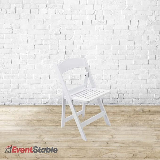 EventStable Titan PRO Resin Folding Chair - Indoor/Outdoor Lightweight Chair - Slatted Seat Folding Chair for Weddings Parties Events - 50 Pack