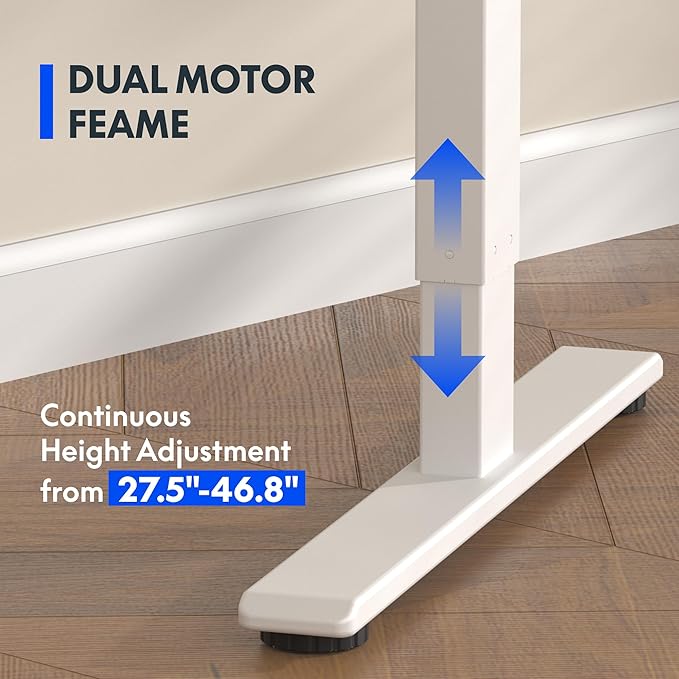 FLEXISPOT E3 Bamboo Dual Motor 48x24 Inch Electric Height Adjustable Standing Whole-Piece Board Sit Stand Up Desk (White Frame + Bamboo Curved Desktop)