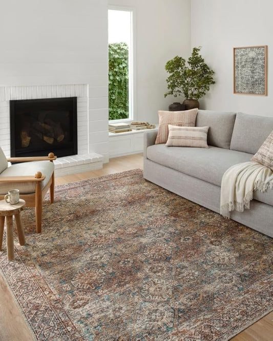 Loloi Amber Lewis Billie Collection BIL-04 Aqua/Rust 10'-0" x 14'-0", 0.19" Thick Area Rug