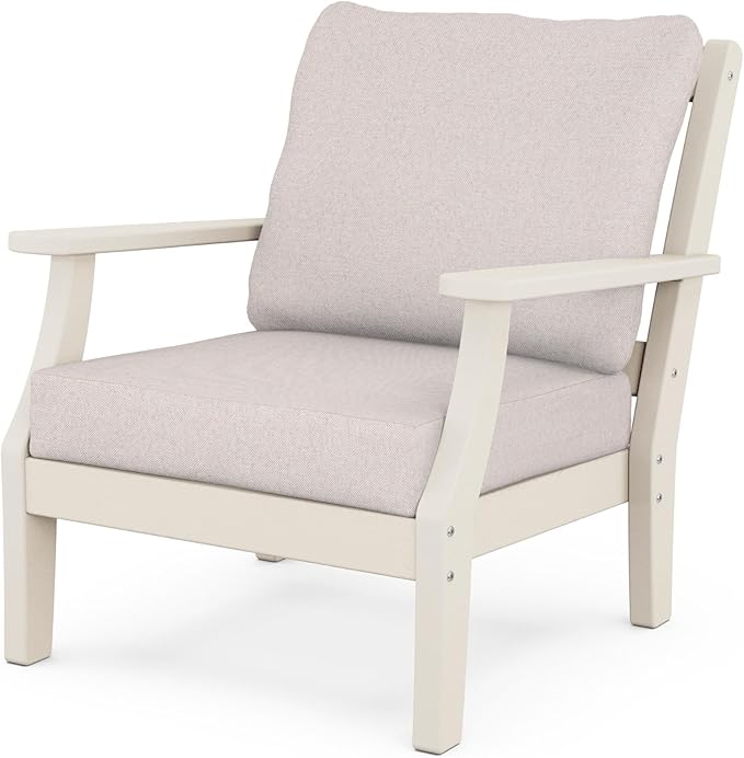 Martha Stewart by POLYWOOD® Chinoiserie Deep Seating Chair in Sand/Dune Burlap