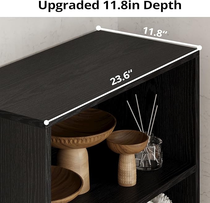 IRONCK Industrial Bookshelves and Bookcases with Doors 11.8 in Depth Floor Standing 5 Shelf Display Storage Shelves Bookcase Home Decor Furniture for Home, Office, Living Room, Bedroom