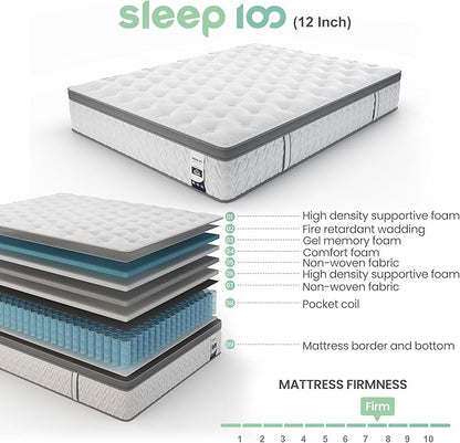 Queen Mattress 10 Inch, 5-Zone Deep Sleep Firm Mattress with Extra Lumbar & Shoulder Support, Hotel Collection Hybrid Mattresses Pain Relief - Fiberglass Free - No Odor - 365 Night Trial