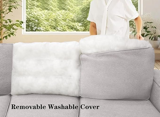 Legend Vansen Modular Sectional Sofa U Shaped Couch with Ottoman Modern Reversible Corner Sectional Couch for Living Room (Light Grey, U Shaped Sofa-5)