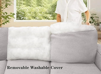Legend Vansen Modular Sectional Sofa U Shaped Couch with Ottoman Modern Reversible Corner Sectional Couch for Living Room (Light Grey, U Shaped Sofa-5)