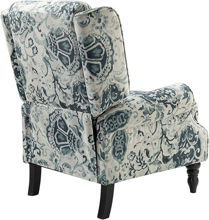 HULALA HOME Upholstered Wingback Recliner Chair, Small Adjustable Footrest Push Back Single Reclining Sofa, Mid Century Modern Lounge Armchair for Living Room, Bedroom, Reading/Floral