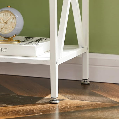 VECELO End Tables, Modern Nightstand with Drawer & Shelf, Night Stand for Bedroom Living Room,Industrial Metal Frame