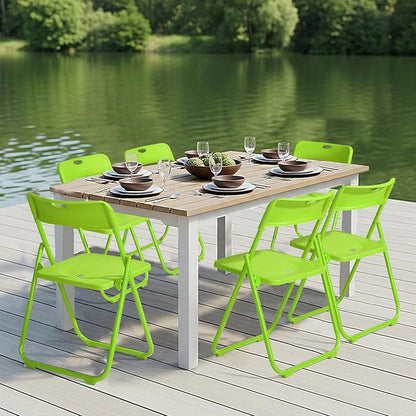 Karl home 6 Pcs Folding Chair, 300LBS Lightweight Foldable Plastic Chair, Reinforced Metal Frame Easy to Fold & Store for Indoor & Outdoor, Wedding, Party, Meeting Room, Patio and Garden, Green