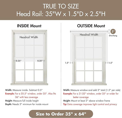 Madison Park Kyler Cordless Roman Shades - Single Panel, Lightweight Linen Blend Fabric, Natural Design, Easy Installation, Light Filtering Window Blind, Bedroom, Living Room Decor 35"W x 64"H White