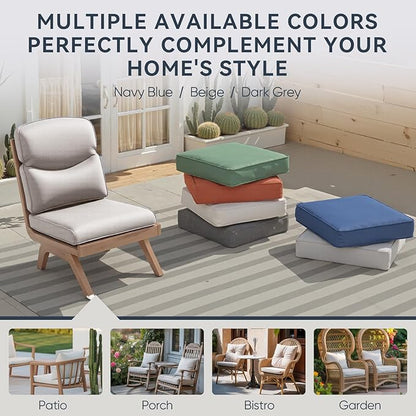 8-Piece Outdoor Patio Cushion Set - Fade & Water Resistant with Removable Olefin Cover, 22x24x4 Inch Memory Foam Cushions for Wicker Sectional Sofa – Beige/Crescent