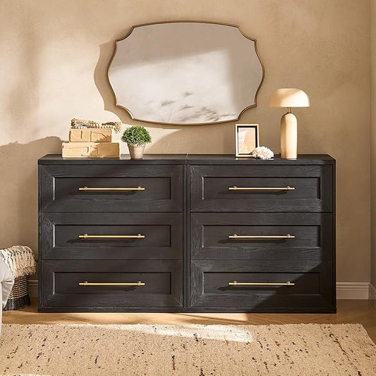 mopio Blake 3 Drawer Dresser for Bedroom, Chest of Drawers, Wood Dresser Organizer, Modern Farmhouse, Tall Night Stand, Enhanced Safety, Sturdy Compliant (2, Black Oak, One Size)