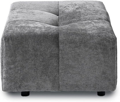 JACH Modern Ottoman Seat for Living Room, Linen Fabric Ottomans, Minimalist Foot Stool, Comfy Breathable Footstool for Living Room Apartment (Grey)