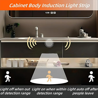 52IN Grey Bathroom Vanity Set - Floating Bathroom Vanity with Single Sink | Including LED Smart Defogging Mirror Cabinet & Time Display Function, Equipped with Motion Sensing Light Strip (Style B)