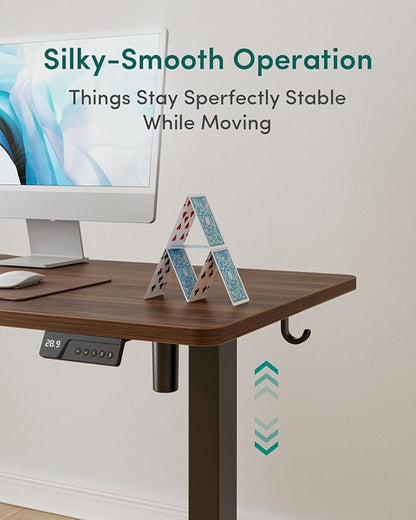 CubiCubi 40 x 24 Inches Electric Standing Desk, Height Adjustable Sit to Stand Desk, Home Office Table with Splice Board, Black Walnut