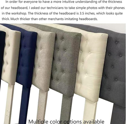 24KF Upholstered Tufted Button Linen Fabric Headboard,Comfortable Fashional Headboard King/CA King Size,Granite