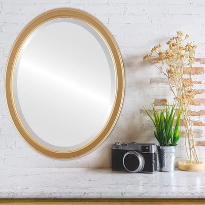OVALCREST Oval Beveled Wall Mirror for Home Decor - Toronto Style - Holiday Red - 18" x 14"