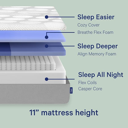 Casper Sleep Original Hybrid Twin Mattress – Medium Feel with Zoned Support – Motion Isolation – Breathable, Cooling Memory Foam – 100-Night Trial – CertiPUR-US