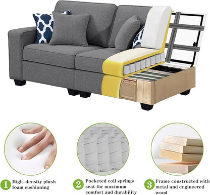Legend Vansen Modular Sectional Sofa U Shaped Couch with Ottoman Modern Reversible Corner Sectional Couch for Living Room (Dark Grey, 2+3 with Ottoman)