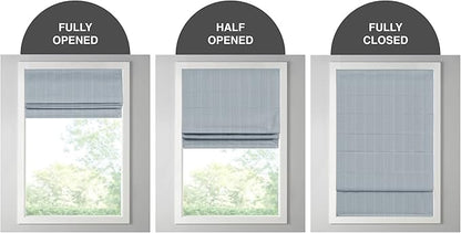 Madison Park Galen Cordless Roman Shade, 34"W x 64"H, Sheen Blue – Room Darkening, Thermal Insulated, Energy Efficient Window Blind with Subtle Sheen Basketweave Fabric for Privacy