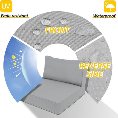AAAAAcessories Outdoor Deep Seat Cushions, Waterproof, Fade-Resistant Patio Furniture Replacement Cushions, 25.5" x 25.5" x 5" + 25.5" x 13.5", Set of 4, Gray