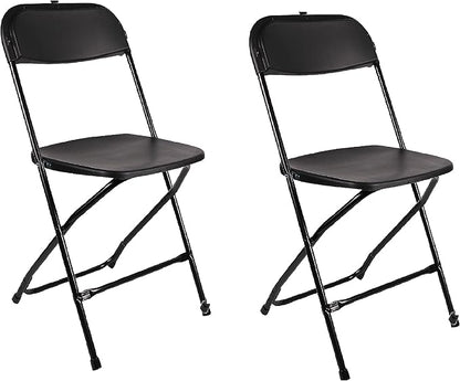 BTEXPERT Set of 20,Black Plastic Folding Chair Steel Frame Commercial High Capacity Event Chair Lightweight Set for Office Wedding Party Picnic Kitchen Dining Church School