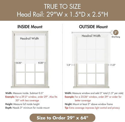 Madison Park Galen Cordless Roman Shade, 29"W x 64"H, Sheen White – Room Darkening, Thermal Insulated, Energy Efficient Window Blind with Subtle Sheen Basketweave Fabric for Privacy