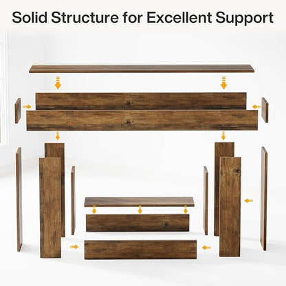 Tribesigns 63" Console Table, Farmhouse 2-Tier Entryway Table with U-Shaped Base, Narrow Long Wood Sofa Table Behind Couch Table for Living Room, Hallway, Foyer, Vintage Brown
