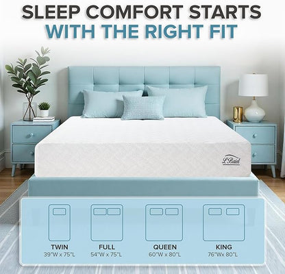 L’Baiet 6 Inch Gel Memory Foam Mattress, Full Size - Bed in a Box - Medium Firm - Breathable Cooling-Gel Comfort Technology - Pressure Relief Comfy Support Soft Fabric Cover - CertiPUR-US Certified