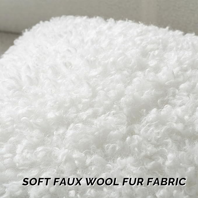 FUTEI Cream White Decorative Throw Pillow Covers 26x26 Inch Set of 2,Soft Fluffy Faux Wool Fur Boucle Textured Euro Pillow Shams,Modern Home Decor for Couch Bed Living Room Office