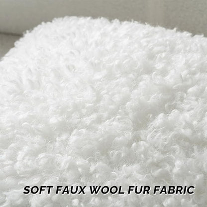 FUTEI Cream White Decorative Throw Pillow Covers 22x22 Inch Set of 2,Soft Fluffy Faux Wool Fur Boucle Textured Cushion Case,Modern Home Decor for Couch Bed Living Room Office