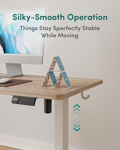CubiCubi Electric Standing Desk 55 x 24 Inches, Height Adjustable Sit to Stand Desk, Home Office Computer Desk with Splice Board, Maple