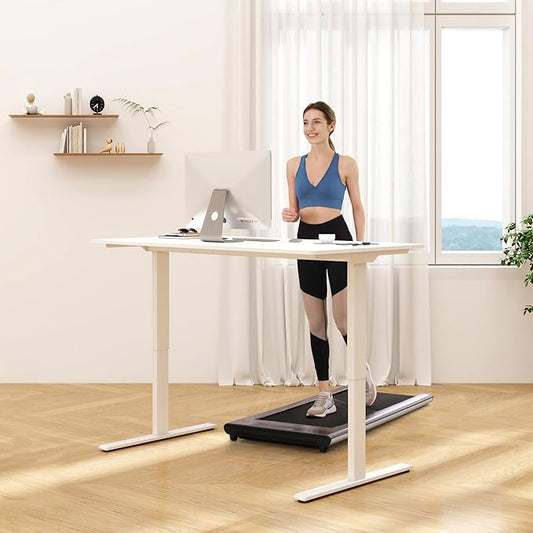 FLEXISPOT E3 Dual Motor Electric Standing Desk 48x24 Inch Whole-Piece Board Height Adjustable Electric Sit Stand (White Frame + Black Desktop, 2 Packages)