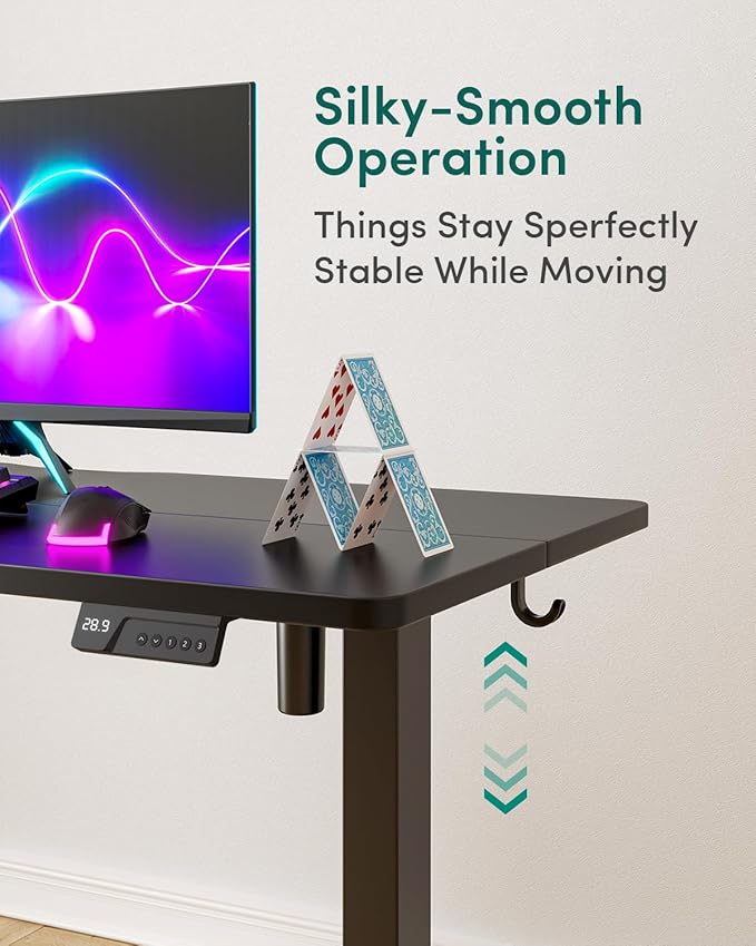 CubiCubi 60 x 24 Inches Electric Standing Desk, Height Adjustable Sit to Stand Desk, Home Office Table with Splice Board, Black
