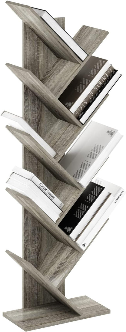 Furinno Tree Bookshelf 9-Tier Floor Standing Tree Bookcase, French Oak