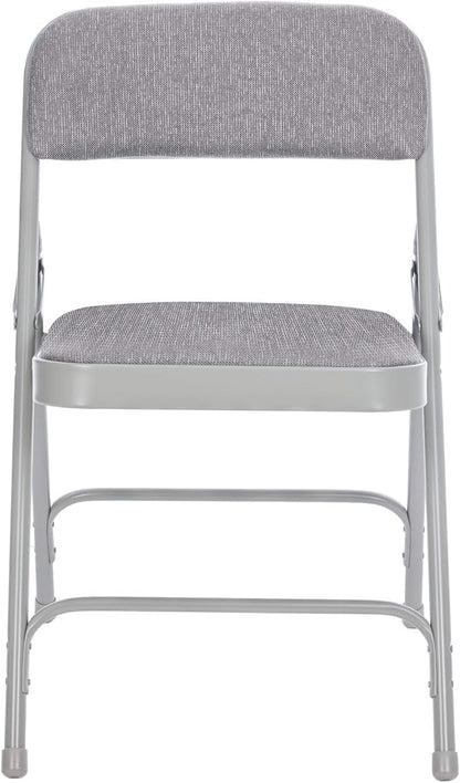 OEF Furnishings OEF2200 Series Heavy-Duty Premium Fabric Padded Upholstery Double-Hinged Folding Chairs (4-Pack, Slate Gray)