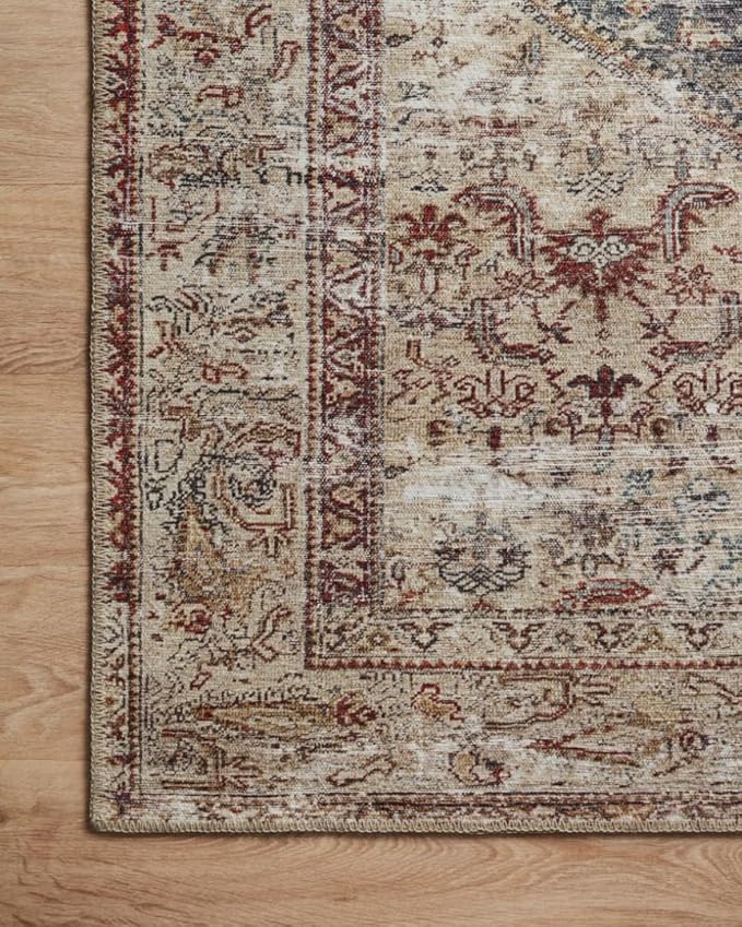 Loloi Amber Lewis Georgie Collection GER-04 Teal/Antique 2'-6" x 9'-6", .19" Pile Height, Runner Rug