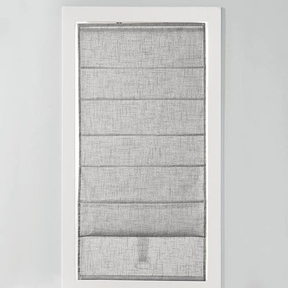 Madison Park Kyler Cordless Roman Shades - Single Panel, Lightweight Linen Blend Fabric, Natural Design, Easy Installation, Light Filtering Window Blind, Bedroom, Living Room Decor 27" W x 64" H Grey