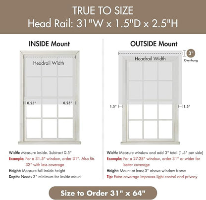 Madison Park Kyler Cordless Roman Shades - Single Panel, Lightweight Linen Blend Fabric, Natural Design, Easy Installation, Light Filtering Window Blind, Bedroom, Living Room Decor 31" W x 64" H Grey
