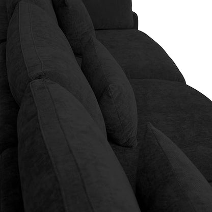 Modular Cloud Sofa, 154" Cloud Sectional Couches with Deep Seat, Linen U-Shape 6-Seater Couch with Ottoman for Living Room, Washable Cover, Wide Armrest in Black