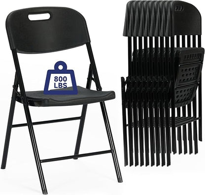 20 Pack Thicker 800 LBS Black Folding Chairs, Commercial Grade Folding Chair, Foldable Chairs for Events